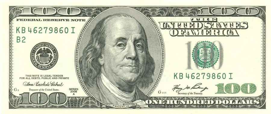 Бенджамин Франклин е на 100-доларовата банкнота от векове. Снимка: commons.wikimedia.org